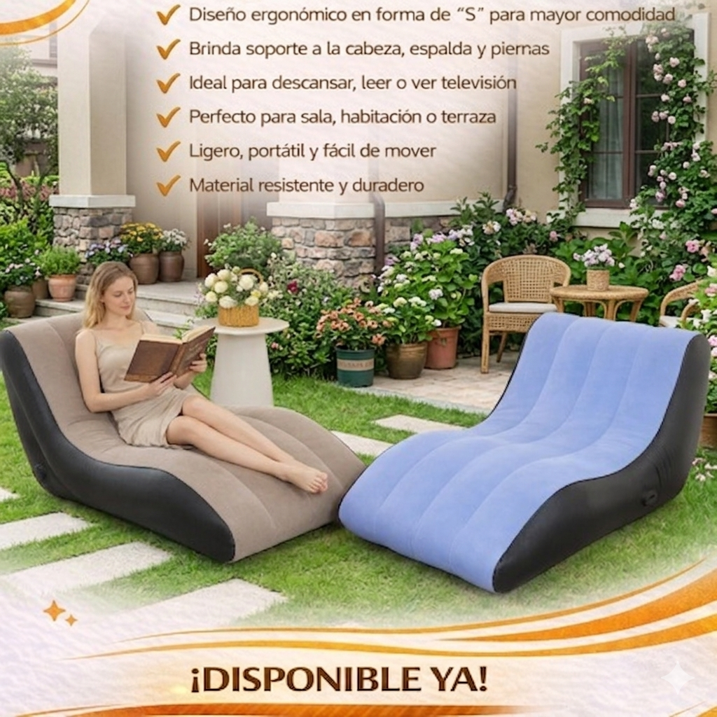 SOFÁ INFLABLE ERGONÓMICO PREMIUM – CONFORT PORTÁTIL (REF. 88001)